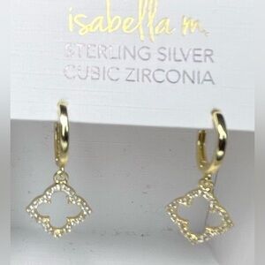 Isabella M. Sterling Silver Gold Plated & Cubic Zirconia Crystal Earrings